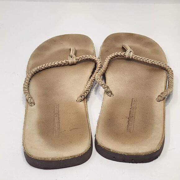 Abercrombie and Fitch Tan Braided Leather Thong Sandal Women Size 10 Flats Y2K - Picture 5 of 9